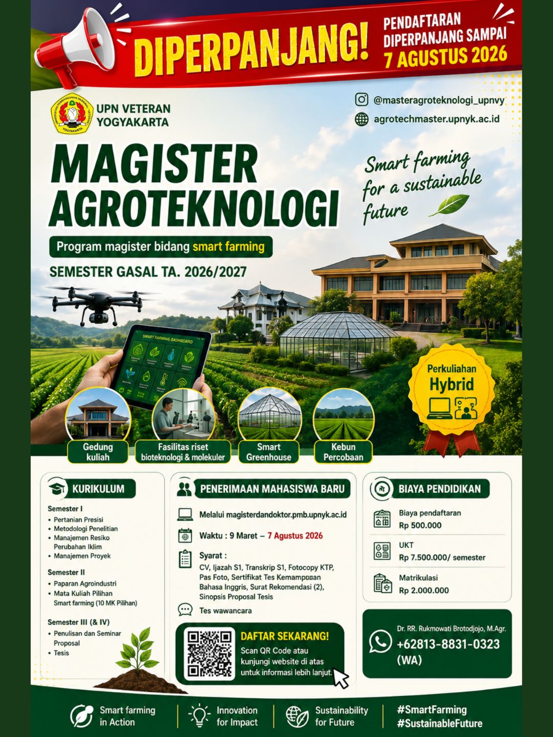 Pendaftaran Magister Agroteknologi UPN "Veteran" Yogyakarta Diperpanjang hingga 7 Agustus 2026