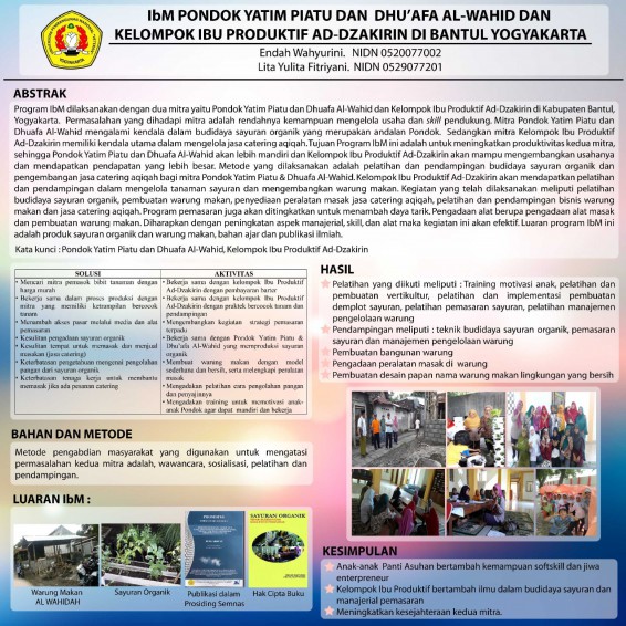 IbM Pondok Yatim Piatu Dan  Dhu’afa Al-Wahid Dan Kelompok Ibu Produktif Ad-Dzakirin Di Bantul Yogyakarta